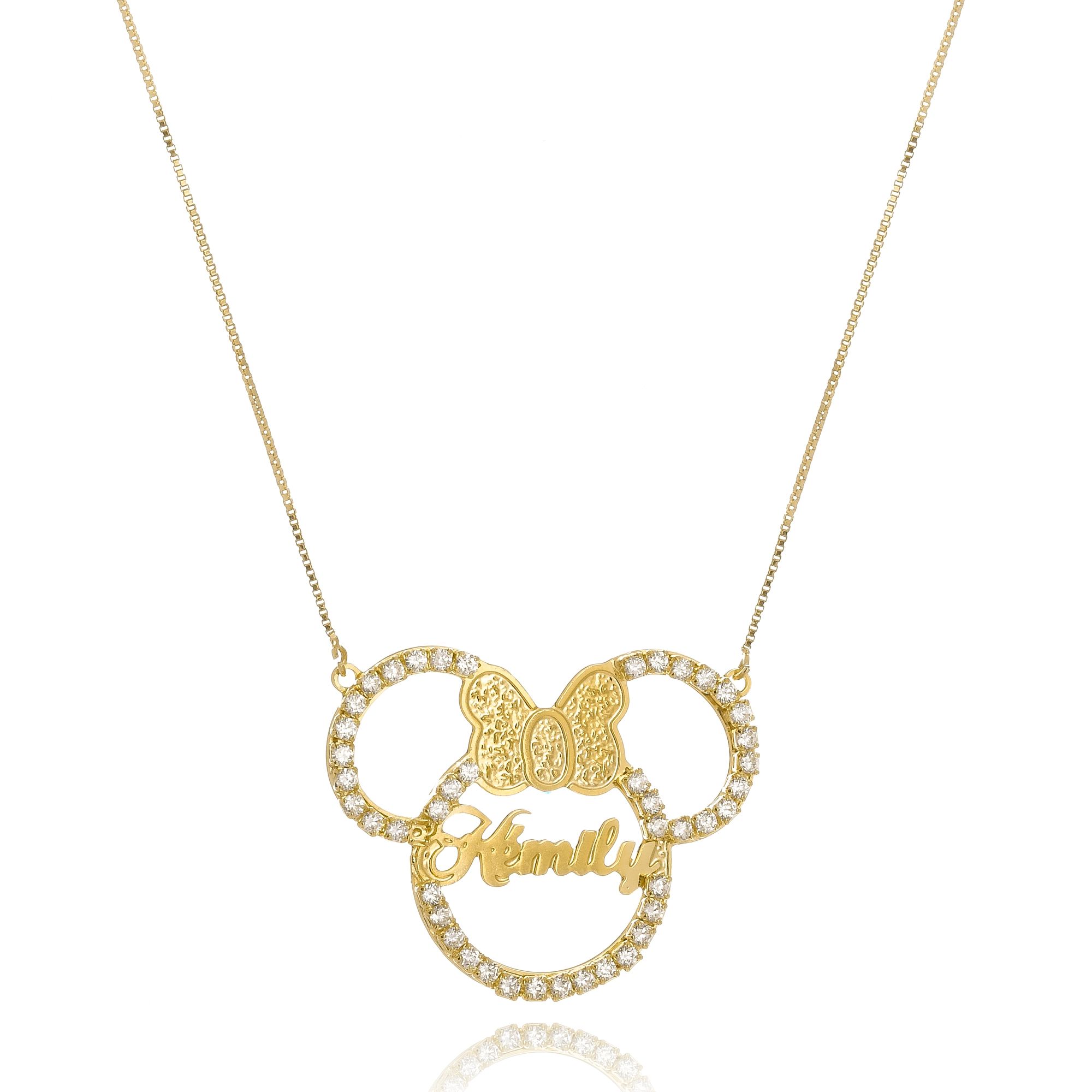 Colar Personalizado Mickey E Minnie Nome ...