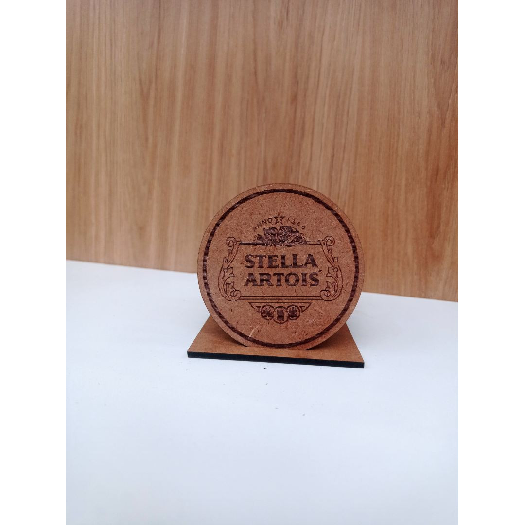 Porta Copo Stella Artois Natural Em Mdf