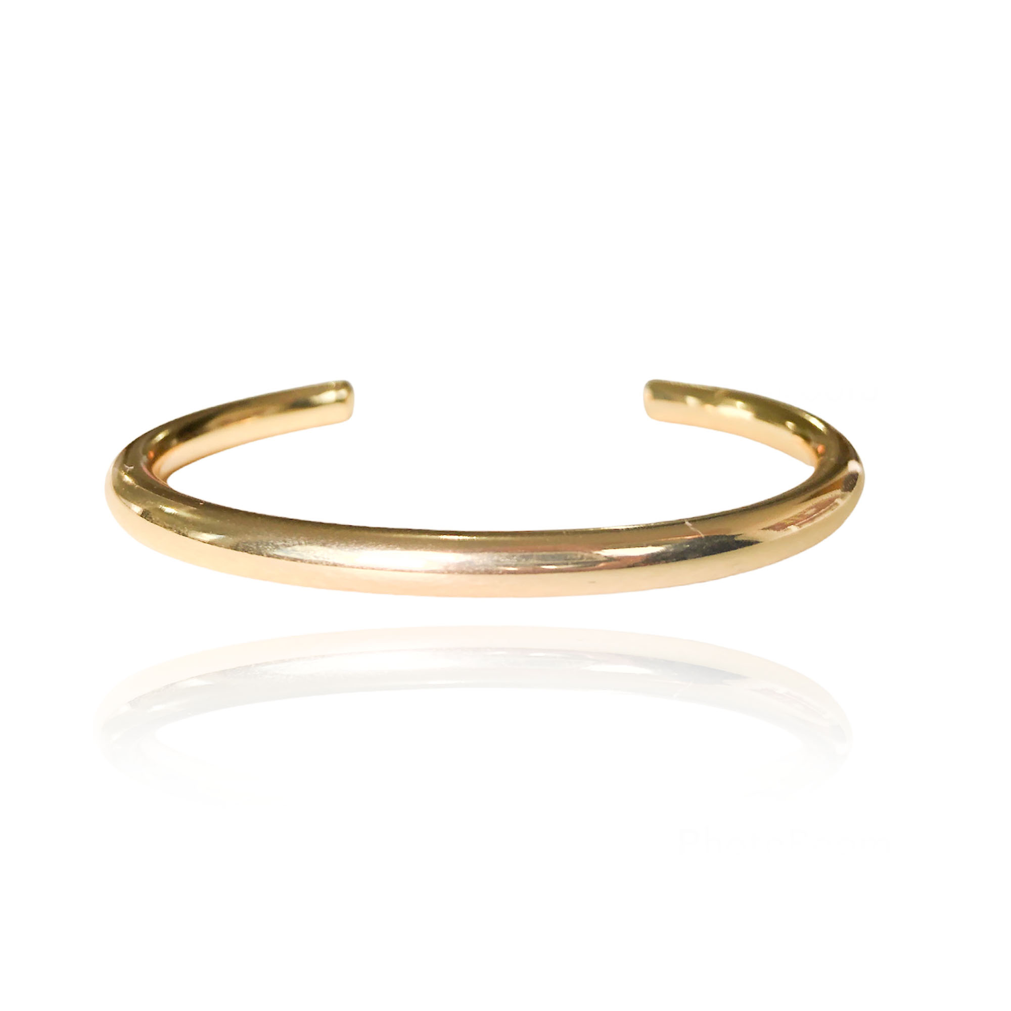 Bracelete Liso Redondo Folheado Em Ouro 18k