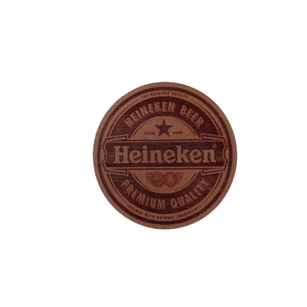 Porta Copo Heineken Natural Em Mdf