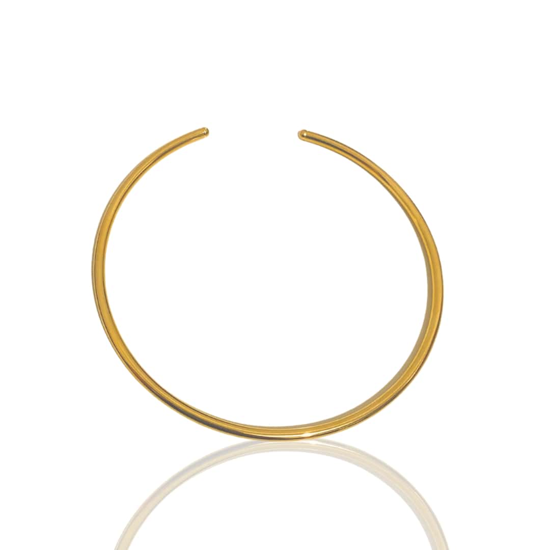 Choker Circular Aro Tubo Banhado Em Ouro 18k