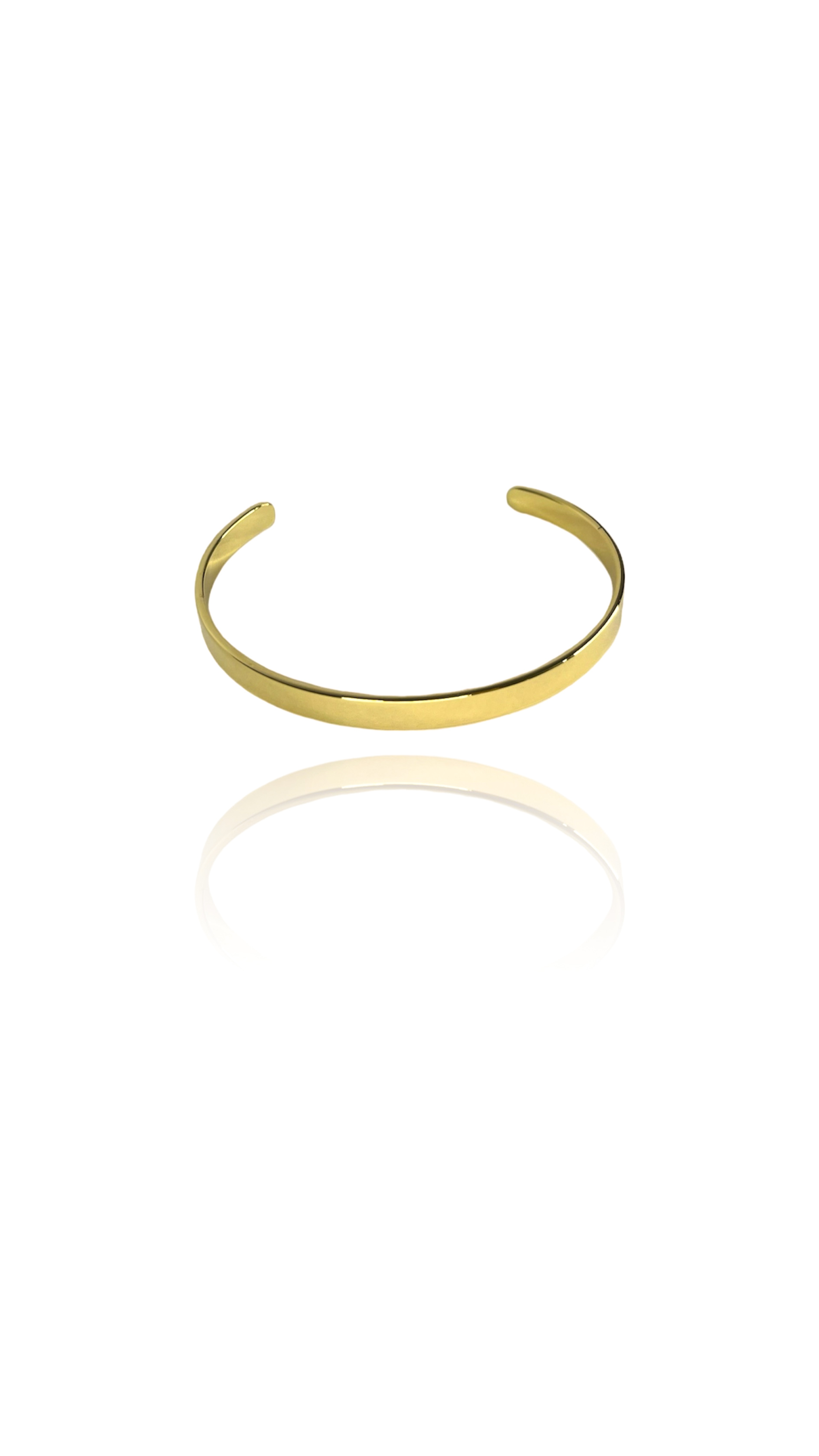 Bracelete Liso Largo Folheado Em Ouro 18k