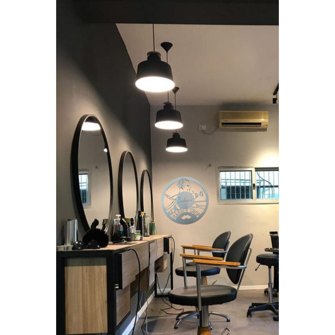 Plaquinha Decorativa Barber Shop Branco  ...